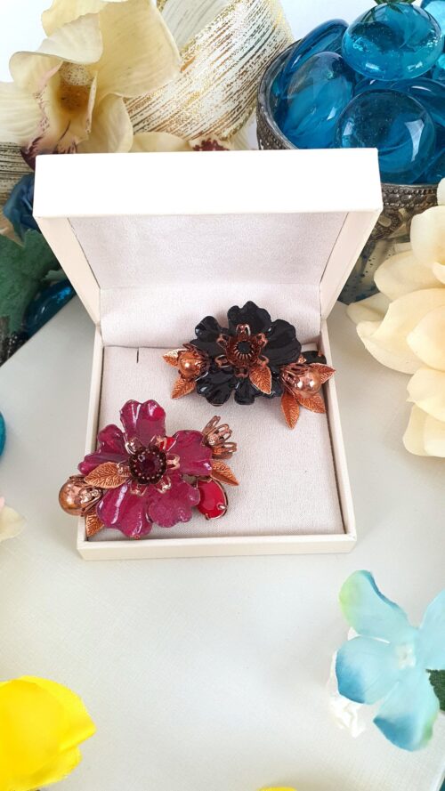 Broche flor Black e Marsala