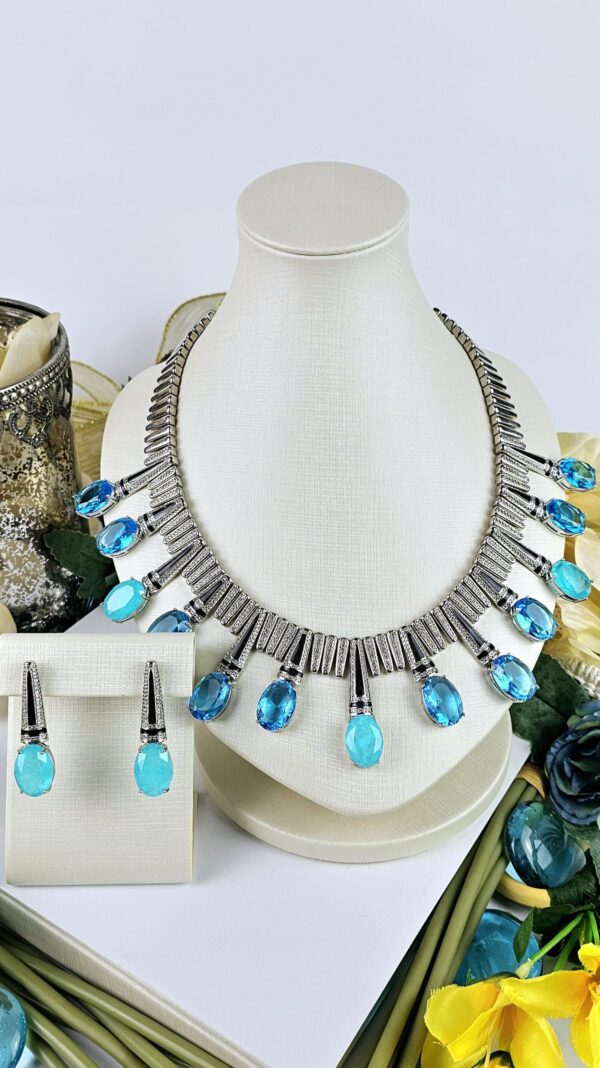 Conjunto Cleo Quartzo Azul