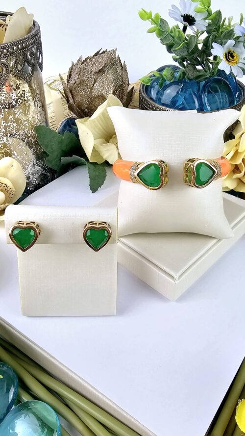 Conjunto Jade Coração Esmeralda